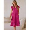 image:imageANRABESS Womens Summer Casual Dress V Neck Ruffle Sleeve Midi Dresses 2026 Trendy Flowy Tiered Boho Beach Vacation SundressHot Pink