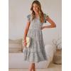 image:imageANRABESS Womens Summer Casual Dress V Neck Ruffle Sleeve Midi Dresses 2026 Trendy Flowy Tiered Boho Beach Vacation SundressKhaki Polka Dot