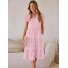 image:imageANRABESS Womens Summer Casual Dress V Neck Ruffle Sleeve Midi Dresses 2026 Trendy Flowy Tiered Boho Beach Vacation SundressPink Floral