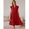 image:imageANRABESS Womens Summer Casual Dress V Neck Ruffle Sleeve Midi Dresses 2026 Trendy Flowy Tiered Boho Beach Vacation SundressRed