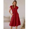 image:imageANRABESS Womens Summer Casual Dress V Neck Ruffle Sleeve Midi Dresses 2026 Trendy Flowy Tiered Boho Beach Vacation SundressRed