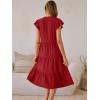 image:imageANRABESS Womens Summer Casual Dress V Neck Ruffle Sleeve Midi Dresses 2026 Trendy Flowy Tiered Boho Beach Vacation SundressRed