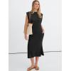 image:imageANRABESS Womens Summer Casual Midi Dress Sleeveless Crewneck Loose Split WrinkleFree Beach Travel Vacation Long SundressBlack