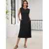 image:imageANRABESS Womens Summer Casual Midi Dress Sleeveless Crewneck Loose Split WrinkleFree Beach Travel Vacation Long SundressBlack