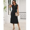 image:imageANRABESS Womens Summer Casual Midi Dress Sleeveless Crewneck Loose Split WrinkleFree Beach Travel Vacation Long SundressBlack