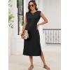 image:imageANRABESS Womens Summer Casual Midi Dress Sleeveless Crewneck Loose Split WrinkleFree Beach Travel Vacation Long SundressBlack