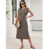 image:imageANRABESS Womens Summer Casual Midi Dress Sleeveless Crewneck Loose Split WrinkleFree Beach Travel Vacation Long SundressCoffee Grey