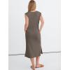 image:imageANRABESS Womens Summer Casual Midi Dress Sleeveless Crewneck Loose Split WrinkleFree Beach Travel Vacation Long SundressCoffee Grey