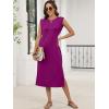 image:imageANRABESS Womens Summer Casual Midi Dress Sleeveless Crewneck Loose Split WrinkleFree Beach Travel Vacation Long SundressPurple Red