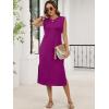 image:imageANRABESS Womens Summer Casual Midi Dress Sleeveless Crewneck Loose Split WrinkleFree Beach Travel Vacation Long SundressPurple Red