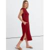 image:imageANRABESS Womens Summer Casual Midi Dress Sleeveless Crewneck Loose Split WrinkleFree Beach Travel Vacation Long SundressRed