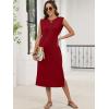 image:imageANRABESS Womens Summer Casual Midi Dress Sleeveless Crewneck Loose Split WrinkleFree Beach Travel Vacation Long SundressRed