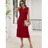 image:imageANRABESS Womens Summer Casual Midi Dress Sleeveless Crewneck Loose Split WrinkleFree Beach Travel Vacation Long SundressRed