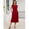 image:imageANRABESS Womens Summer Casual Midi Dress Sleeveless Crewneck Loose Split WrinkleFree Beach Travel Vacation Long SundressRed