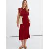 image:imageANRABESS Womens Summer Casual Midi Dress Sleeveless Crewneck Loose Split WrinkleFree Beach Travel Vacation Long SundressRed
