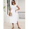 image:imageANRABESS Womens Summer Casual Midi Dress Sleeveless Crewneck Loose Split WrinkleFree Beach Travel Vacation Long SundressWhite