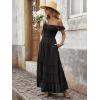 image:imageANRABESS Womens Summer Casual Off The Shoulder Maxi Long Dress 2026 Smocked Ruffle Strap Backless Flowy Tiered Beach SundressBlack