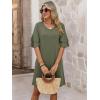 image:imageANRABESS Womens Summer Dresses 2026 Ruffle Sleeve V Neck Casual A Line Tshirt Mini Dress Beach Vacation Clothes with Pockets Army Green