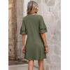 image:imageANRABESS Womens Summer Dresses 2026 Ruffle Sleeve V Neck Casual A Line Tshirt Mini Dress Beach Vacation Clothes with Pockets Army Green