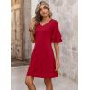 image:imageANRABESS Womens Summer Dresses 2026 Ruffle Sleeve V Neck Casual A Line Tshirt Mini Dress Beach Vacation Clothes with Pockets Red