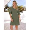 image:imageANRABESS Womens Summer Dresses 2026 Ruffle Sleeve V Neck Casual A Line Tshirt Mini Dress Beach Vacation Clothes with PocketsArmy Green