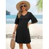 image:imageANRABESS Womens Summer Dresses 2026 Ruffle Sleeve V Neck Casual A Line Tshirt Mini Dress Beach Vacation Clothes with PocketsBlack