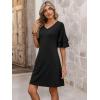 image:imageANRABESS Womens Summer Dresses 2026 Ruffle Sleeve V Neck Casual A Line Tshirt Mini Dress Beach Vacation Clothes with PocketsBlack