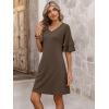 image:imageANRABESS Womens Summer Dresses 2026 Ruffle Sleeve V Neck Casual A Line Tshirt Mini Dress Beach Vacation Clothes with PocketsCoffee