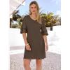 image:imageANRABESS Womens Summer Dresses 2026 Ruffle Sleeve V Neck Casual A Line Tshirt Mini Dress Beach Vacation Clothes with PocketsCoffee