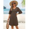 image:imageANRABESS Womens Summer Dresses 2026 Ruffle Sleeve V Neck Casual A Line Tshirt Mini Dress Beach Vacation Clothes with PocketsCoffee