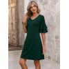 image:imageANRABESS Womens Summer Dresses 2026 Ruffle Sleeve V Neck Casual A Line Tshirt Mini Dress Beach Vacation Clothes with PocketsDeep Green