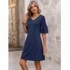 image:imageANRABESS Womens Summer Dresses 2026 Ruffle Sleeve V Neck Casual A Line Tshirt Mini Dress Beach Vacation Clothes with PocketsNavy Blue