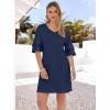 image:imageANRABESS Womens Summer Dresses 2026 Ruffle Sleeve V Neck Casual A Line Tshirt Mini Dress Beach Vacation Clothes with PocketsNavy Blue