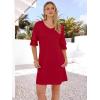 image:imageANRABESS Womens Summer Dresses 2026 Ruffle Sleeve V Neck Casual A Line Tshirt Mini Dress Beach Vacation Clothes with PocketsRed