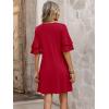 image:imageANRABESS Womens Summer Dresses 2026 Ruffle Sleeve V Neck Casual A Line Tshirt Mini Dress Beach Vacation Clothes with PocketsRed