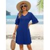 image:imageANRABESS Womens Summer Dresses 2026 Ruffle Sleeve V Neck Casual A Line Tshirt Mini Dress Beach Vacation Clothes with PocketsRoyal