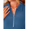 image:imageANRABESS Womens Summer Dresses Casual Sleeveless Ribbed Half Zip Polo Collar Tshirt Dress 2026 Spring Tunics Short SundressDark Blue Teal