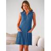 image:imageANRABESS Womens Summer Dresses Casual Sleeveless Ribbed Half Zip Polo Collar Tshirt Dress 2026 Spring Tunics Short SundressDark Blue Teal