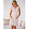 image:imageANRABESS Womens Summer Dresses Casual Sleeveless Ribbed Half Zip Polo Collar Tshirt Dress 2026 Spring Tunics Short SundressPink White Stripe