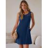 image:imageANRABESS Womens Summer Dresses Lace Crew Neck Sleeveless Sundress 2026 Mini Tank Dress Boho Beach Cover Ups with PocketsBlue