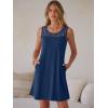 image:imageANRABESS Womens Summer Dresses Lace Crew Neck Sleeveless Sundress 2026 Mini Tank Dress Boho Beach Cover Ups with PocketsBlue
