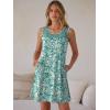 image:imageANRABESS Womens Summer Dresses Lace Crew Neck Sleeveless Sundress 2026 Mini Tank Dress Boho Beach Cover Ups with PocketsFloral Green