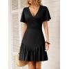 image:imageANRABESS Womens Summer Dresses Short Sleeve Wrap V Neck ALine Floral Mini Dress Spring Causal Boho Beach Vacation SundressBlack