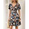 image:imageANRABESS Womens Summer Dresses Short Sleeve Wrap V Neck ALine Floral Mini Dress Spring Causal Boho Beach Vacation SundressBlack Floral Cluster