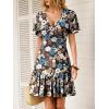 image:imageANRABESS Womens Summer Dresses Short Sleeve Wrap V Neck ALine Floral Mini Dress Spring Causal Boho Beach Vacation SundressBlack Floral Cluster