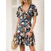 image:imageANRABESS Womens Summer Dresses Short Sleeve Wrap V Neck ALine Floral Mini Dress Spring Causal Boho Beach Vacation SundressBlack Floral Cluster