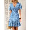 image:imageANRABESS Womens Summer Dresses Short Sleeve Wrap V Neck ALine Floral Mini Dress Spring Causal Boho Beach Vacation SundressBlue White Floral