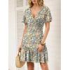 image:imageANRABESS Womens Summer Dresses Short Sleeve Wrap V Neck ALine Floral Mini Dress Spring Causal Boho Beach Vacation SundressFloral Orange Yellow