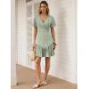 image:imageANRABESS Womens Summer Dresses Short Sleeve Wrap V Neck ALine Floral Mini Dress Spring Causal Boho Beach Vacation SundressGreen White Dot