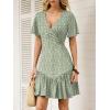 image:imageANRABESS Womens Summer Dresses Short Sleeve Wrap V Neck ALine Floral Mini Dress Spring Causal Boho Beach Vacation SundressGreen White Dot